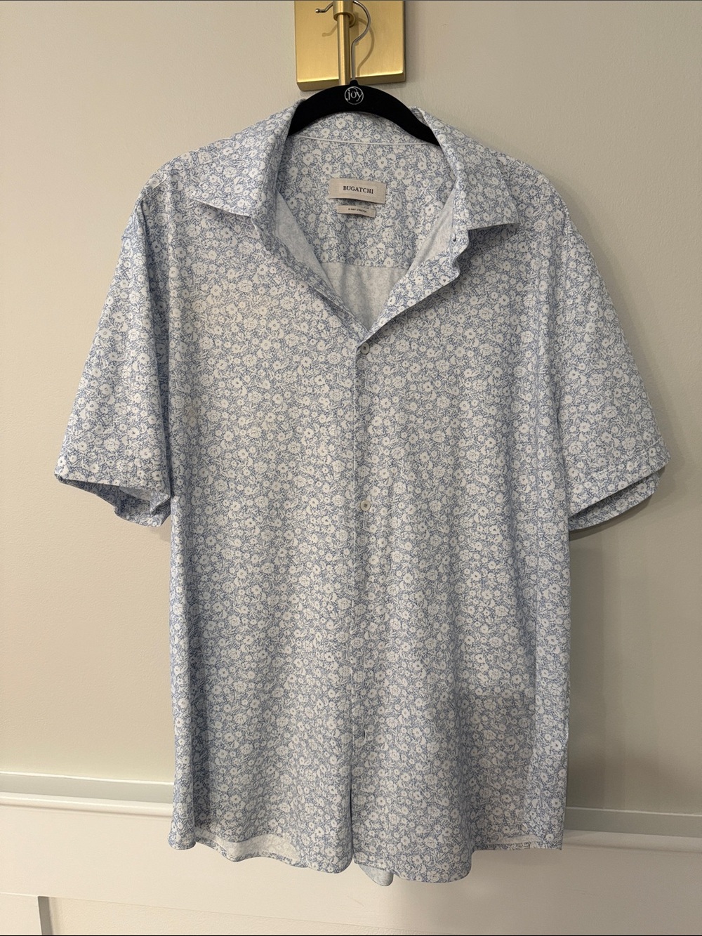 Bugatchi Light Blue Micro Floral Short-Sleeve Polo